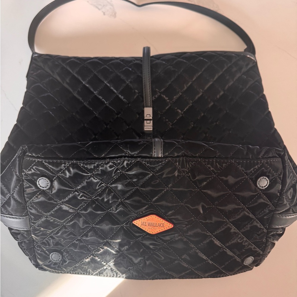MZ Wallace Black Quilted Bag with Diamond Texture